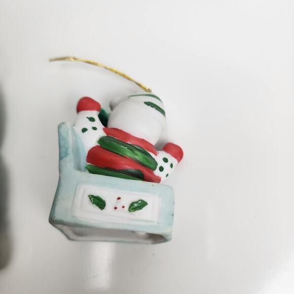 Vintage BOA Jack In The Box Christmas Bell- Taiwan & Handmade Green Snowman Lot - Picture 5 of 11